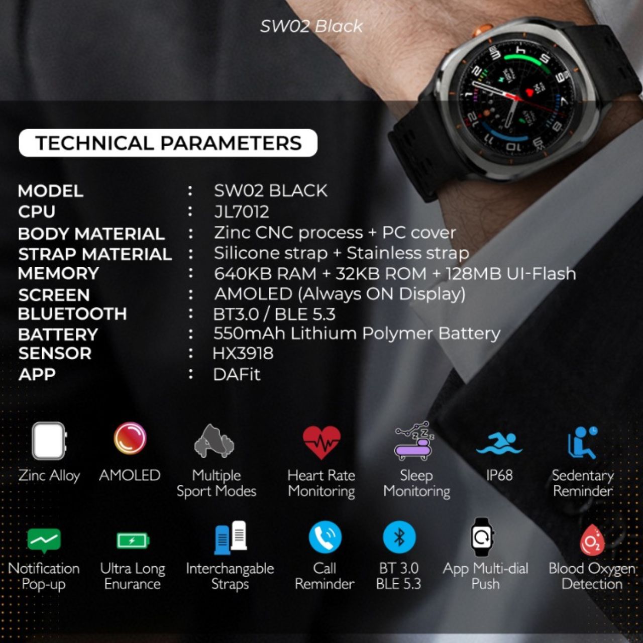 Elvano Smartwatch EL-SW02-BLK